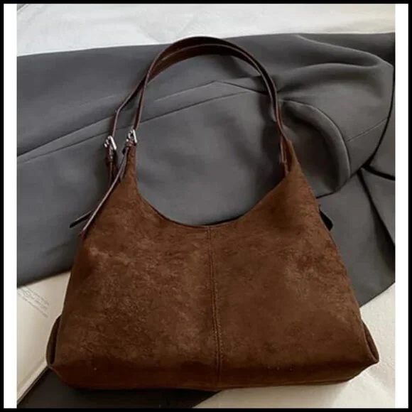 Slouchy Suede Hobo Bag Trendy Shoulder Satchel Crossbody Travel Purse - Picture 5 of 7